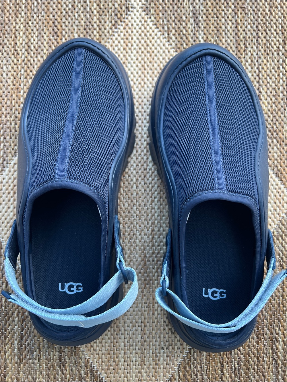 UGG Men’s Navy Slip-On Mesh Loafers with Light Blue Heel Strap